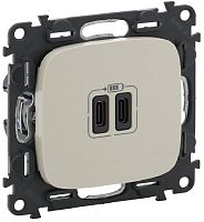 Розетка USB тип C+C без рамки Legrand Valena Allure 2-м. 3000мА слоновая кость картинка